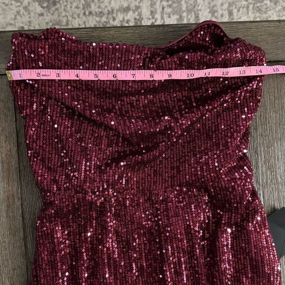 Lulus Glorious Vision Wine Red Sequin Strapless Wide-Leg Jumpsuit - Picture 10 of 12